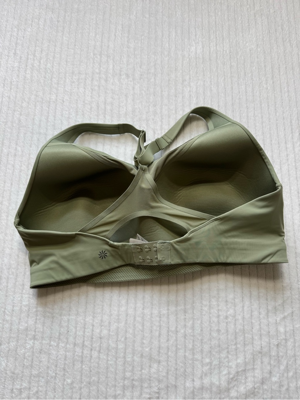 Athleta Sage Green High-Support Sports Bra with Back Hook Closure